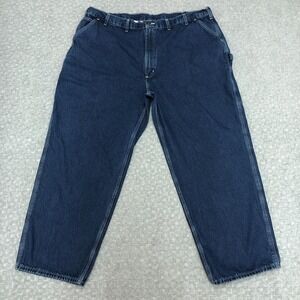 Carhartt Jeans Mens 48x30 Blue Darkstone Carpenter Work Dungaree Hammer Loop